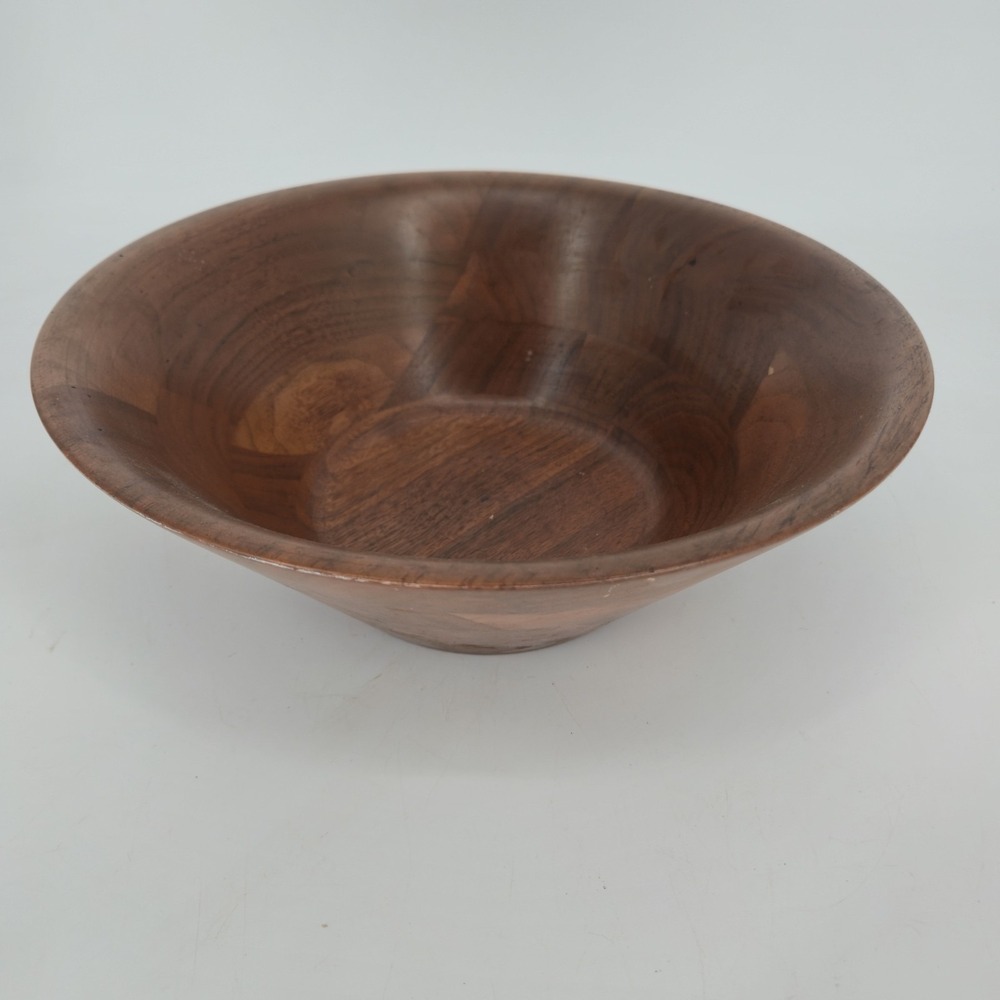 Vintage Burl Walnut Billings Missouri #5 Wood Salad Serving Bowl 12" MCM Fruit